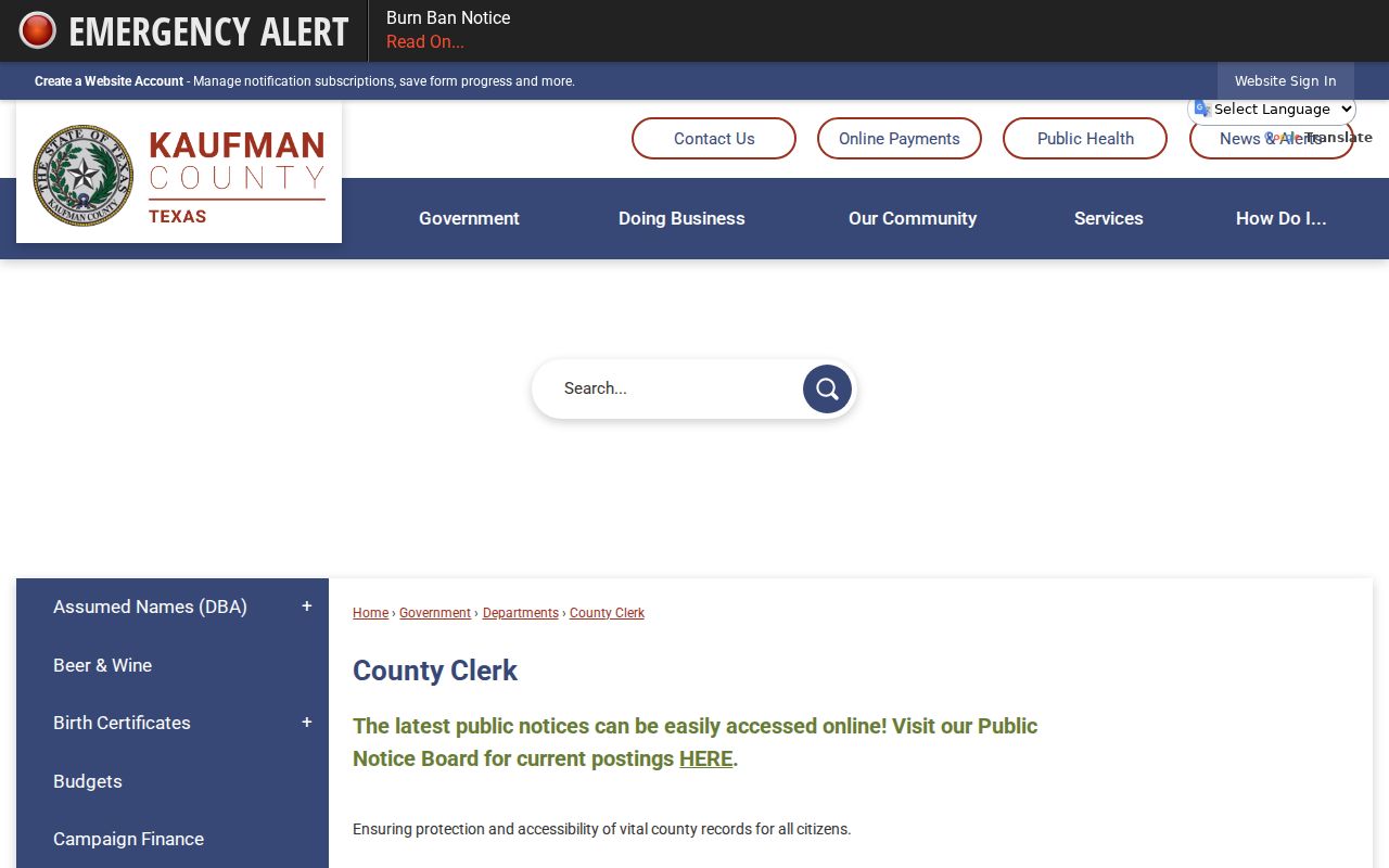 Forney residents directory Kaufman County Clerk records page
