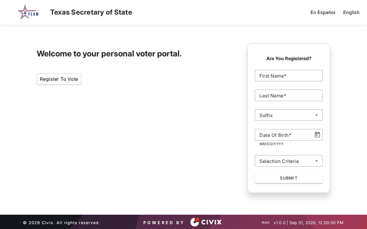 Forney residents directory Texas voter lookup screen