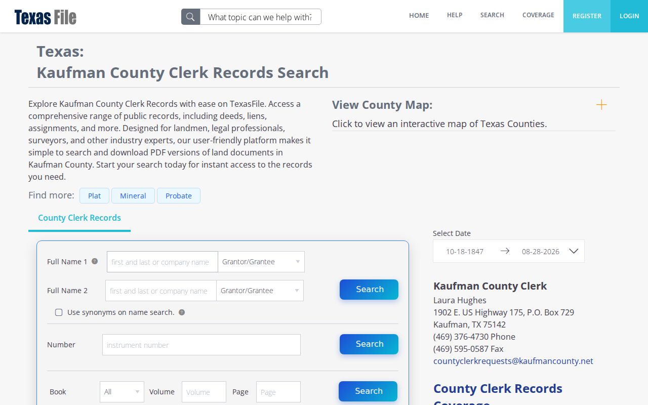 Forney residents directory TexasFile Kaufman deed index fields
