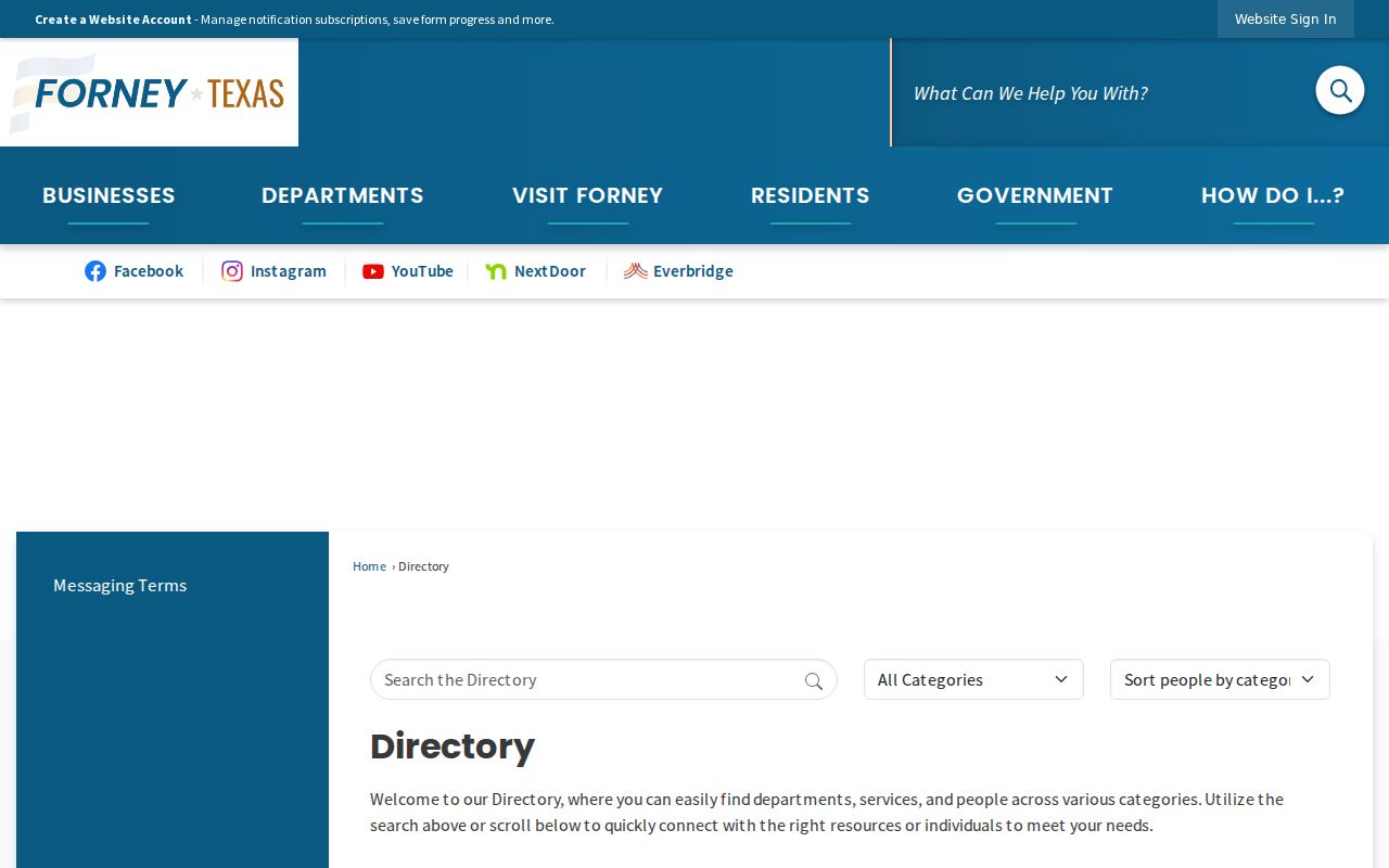 Forney neighbors City of Forney department directory