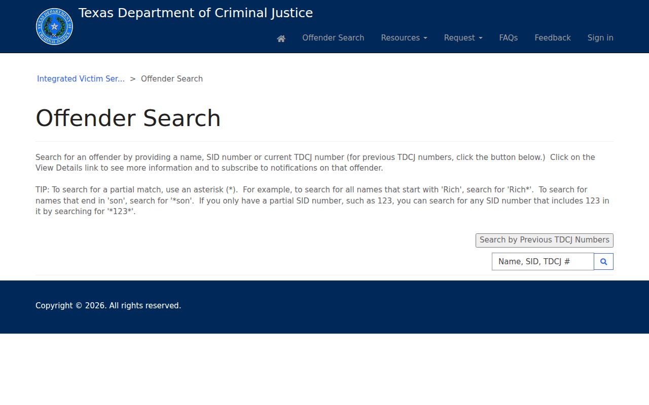 Forney resident lookup TDCJ offender-search controls