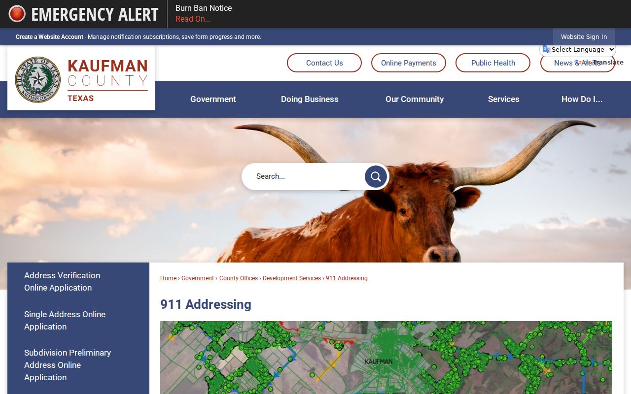 Forney street directory county 911 addressing application requirements